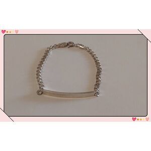 925 Italian Sterling Silver Name Identification Bar Cuban Link Bracelet